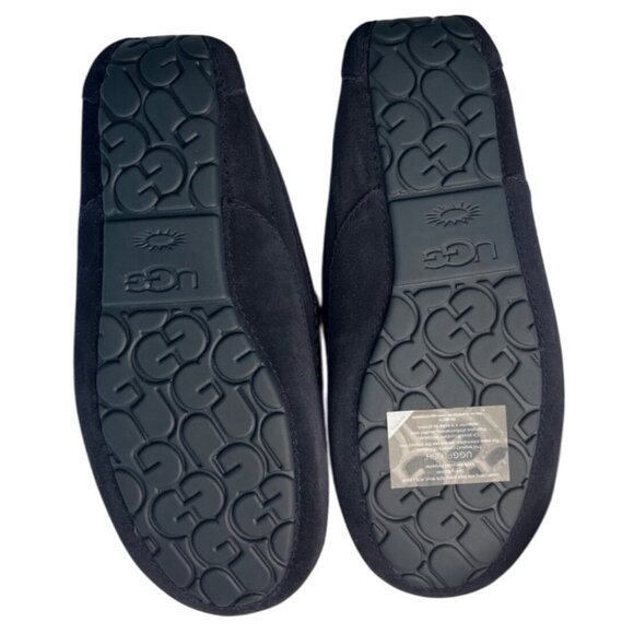 UGG Ascot Navy Suede Moccasins Men’s 9, Outdoor Slippers, Sheepskin Lined NEW - Picture 4 of 5